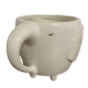 Opal House Elephant White Ceramic Coffee Tea Mug Gold Eyes and Tail